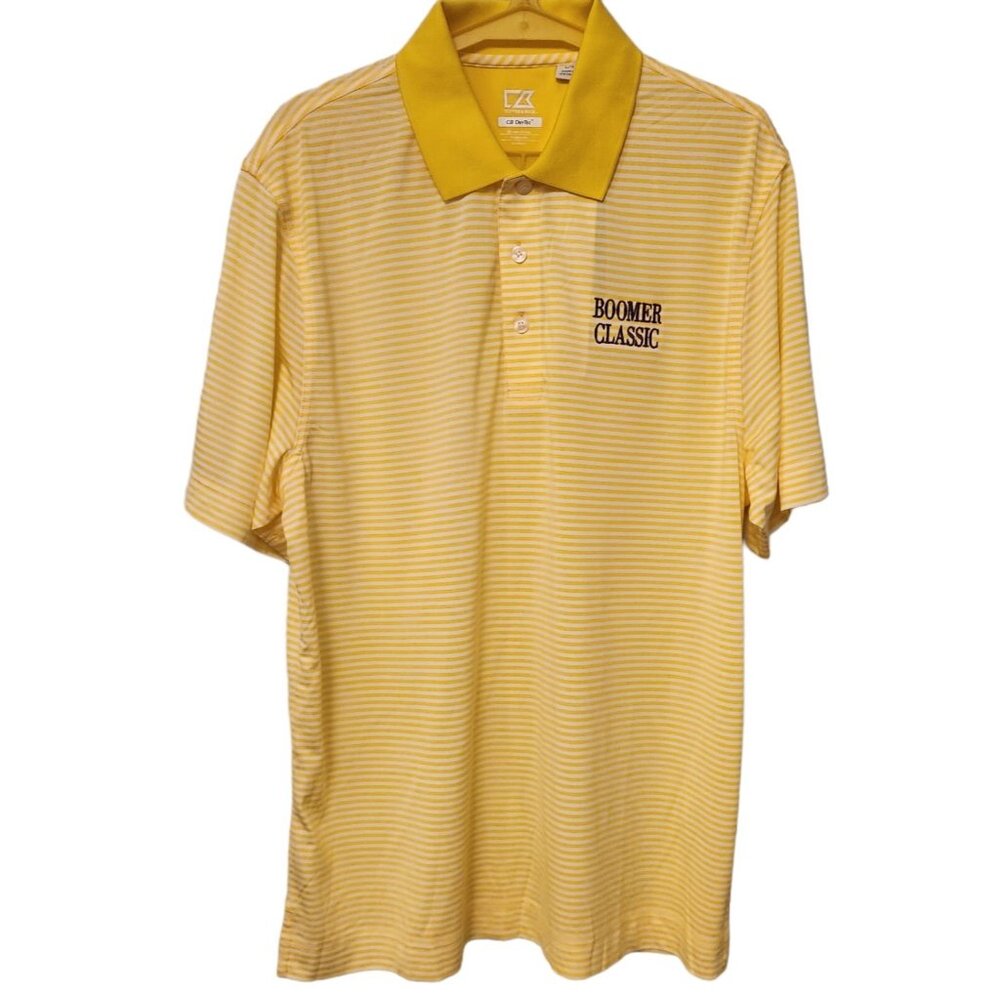 NWT Mens Cutter and Buck Polo CB DryTec Shirt Golf Large Striped- Boomer Classic